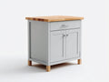 Credenza - Legno - 82x56x88 cm - Grigio chiaro-Legno naturale - Moderno