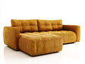 Divano angolare - Velluto a coste - 256x164x82 cm - Giallo senape - Moderno