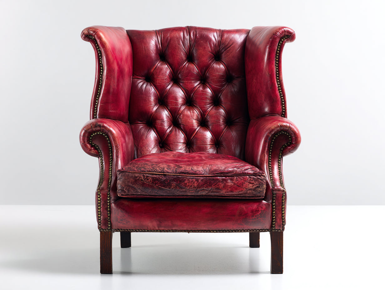 Poltrona - pelle - 93x86x104 cm - rosso - Chesterfield vintage