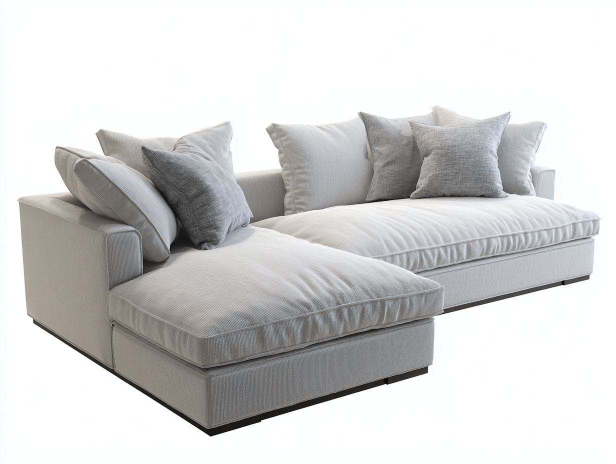 Divano angolare - Tessuto - 288x178x80 cm - Grigio chiaro-Grigio - Moderno