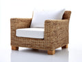 Poltrona da giardino-Rattan-Tessuto-101x89x77 cm-Marrone naturale-Bianco-Stile naturale luminoso