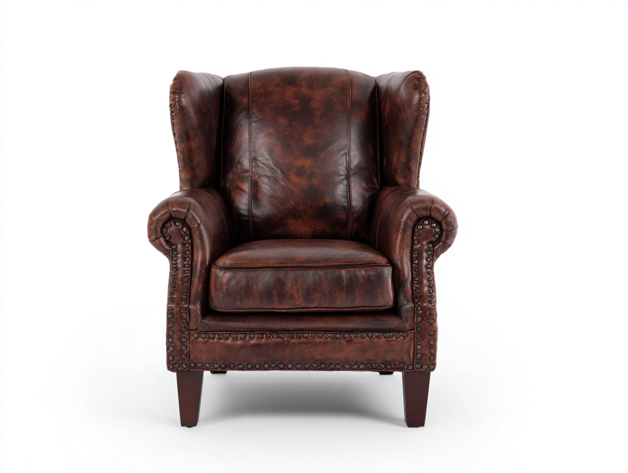Poltrona - pelle - 91x85x110 cm - marrone - vintage