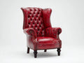 Poltrona - pelle - 91x87x116 cm - rosso - vintage capitonné