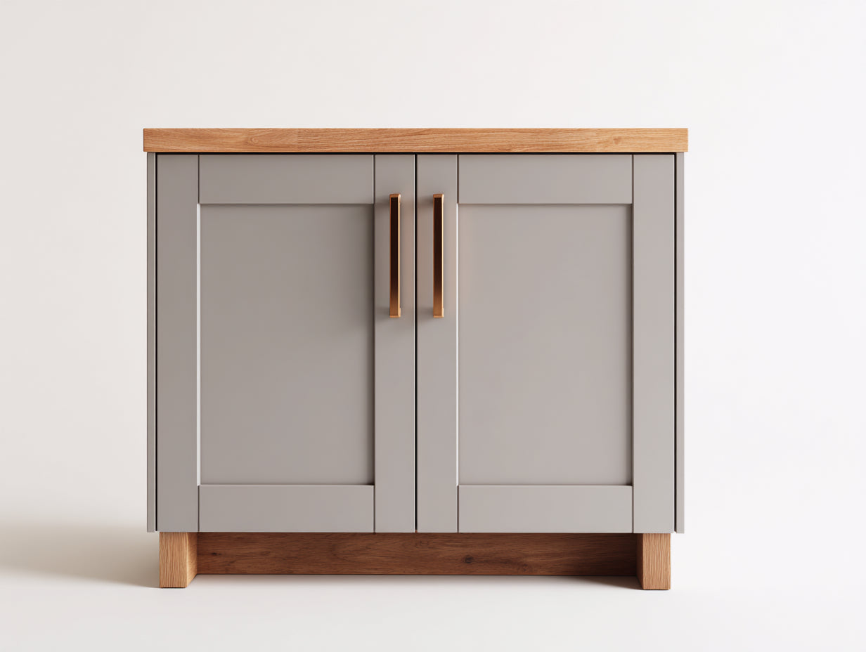 Credenza-legno-MDF-98x36x82 cm-grigio tortora-rovere naturale-nordico