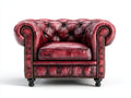 Poltrona - pelle - 104x90x76 cm - rosso borgogna - Chesterfield vintage