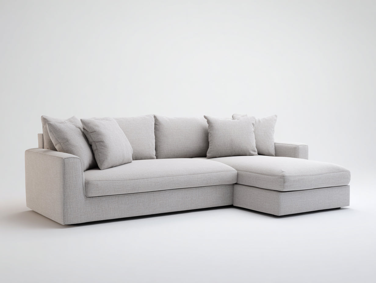 Divano angolare - Tessuto - 268x166x80 cm - Grigio perla - Moderno