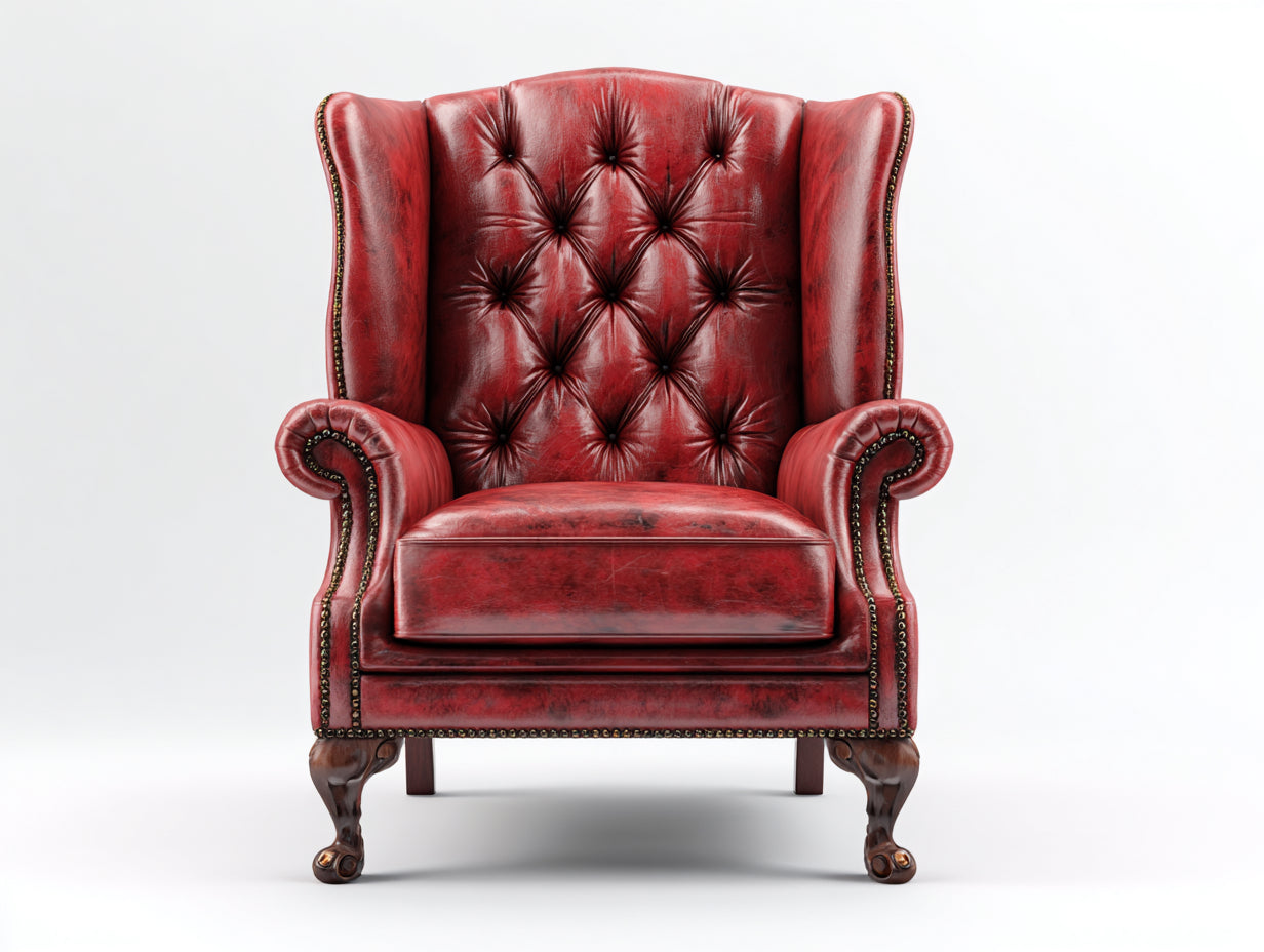 Poltrona - pelle - 93x86x110 cm - rosso - Chesterfield vintage