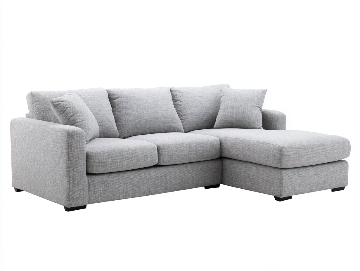 Divano angolare - Tessuto - 246x156x82 cm - Grigio chiaro - Moderno
