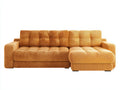 Divano angolare - Velluto a coste - 252x160x86 cm - Giallo senape - Moderno