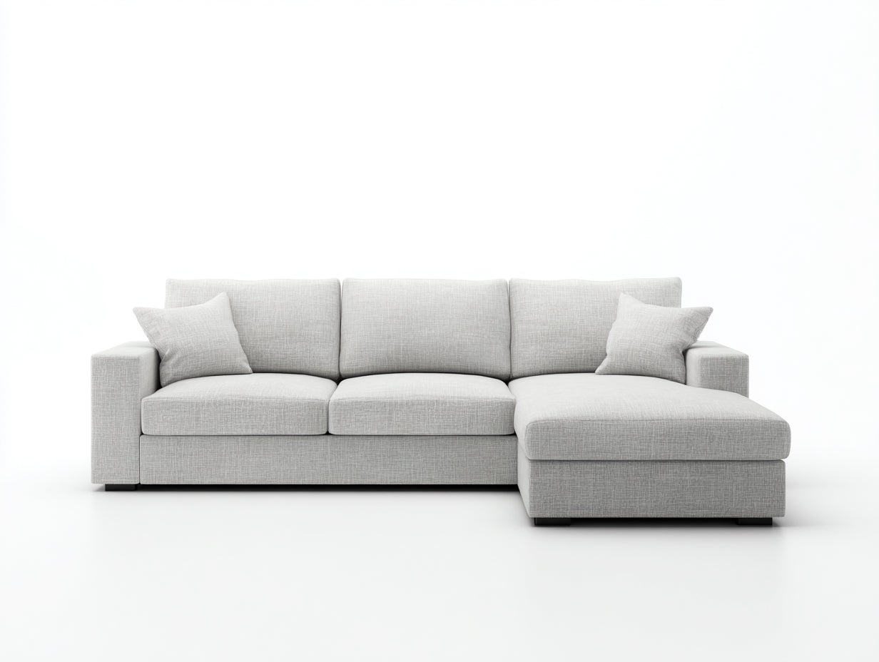 Divano angolare - Tessuto - 258x158x81 cm - Grigio chiaro - Moderno
