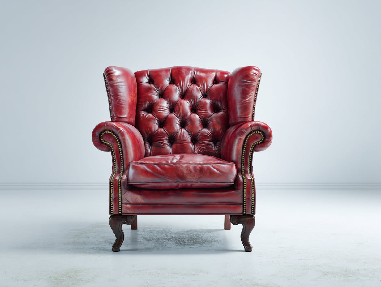 Poltrona - pelle - 94x87x103 cm - rosso - Chesterfield classico