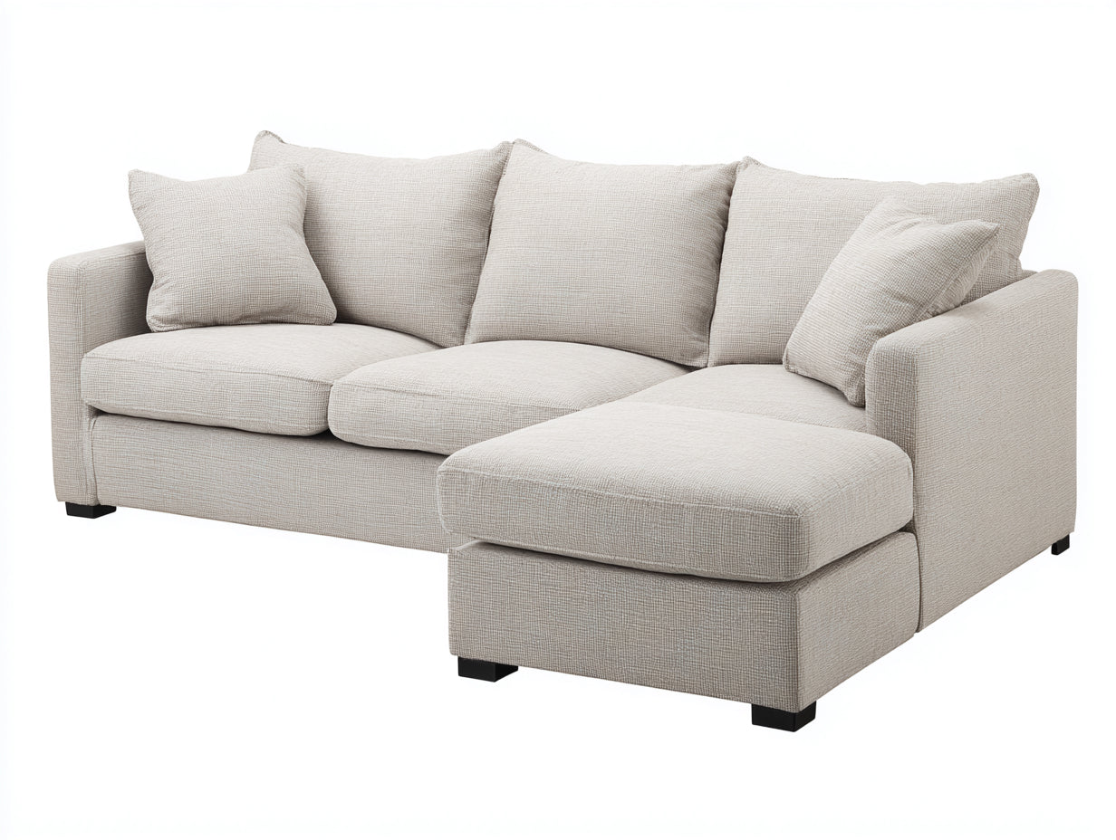 Divano angolare - Tessuto - 252x162x84 cm - Beige chiaro - Moderno