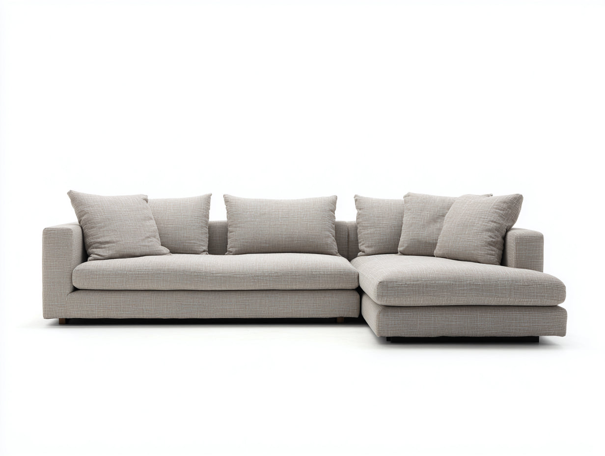 Divano angolare - Tessuto - 286x172x82 cm - Beige sabbia - Moderno
