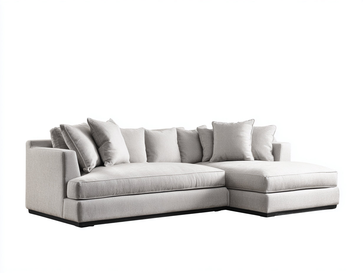 Divano angolare - Tessuto - 274x168x79 cm - Beige chiaro - Moderno