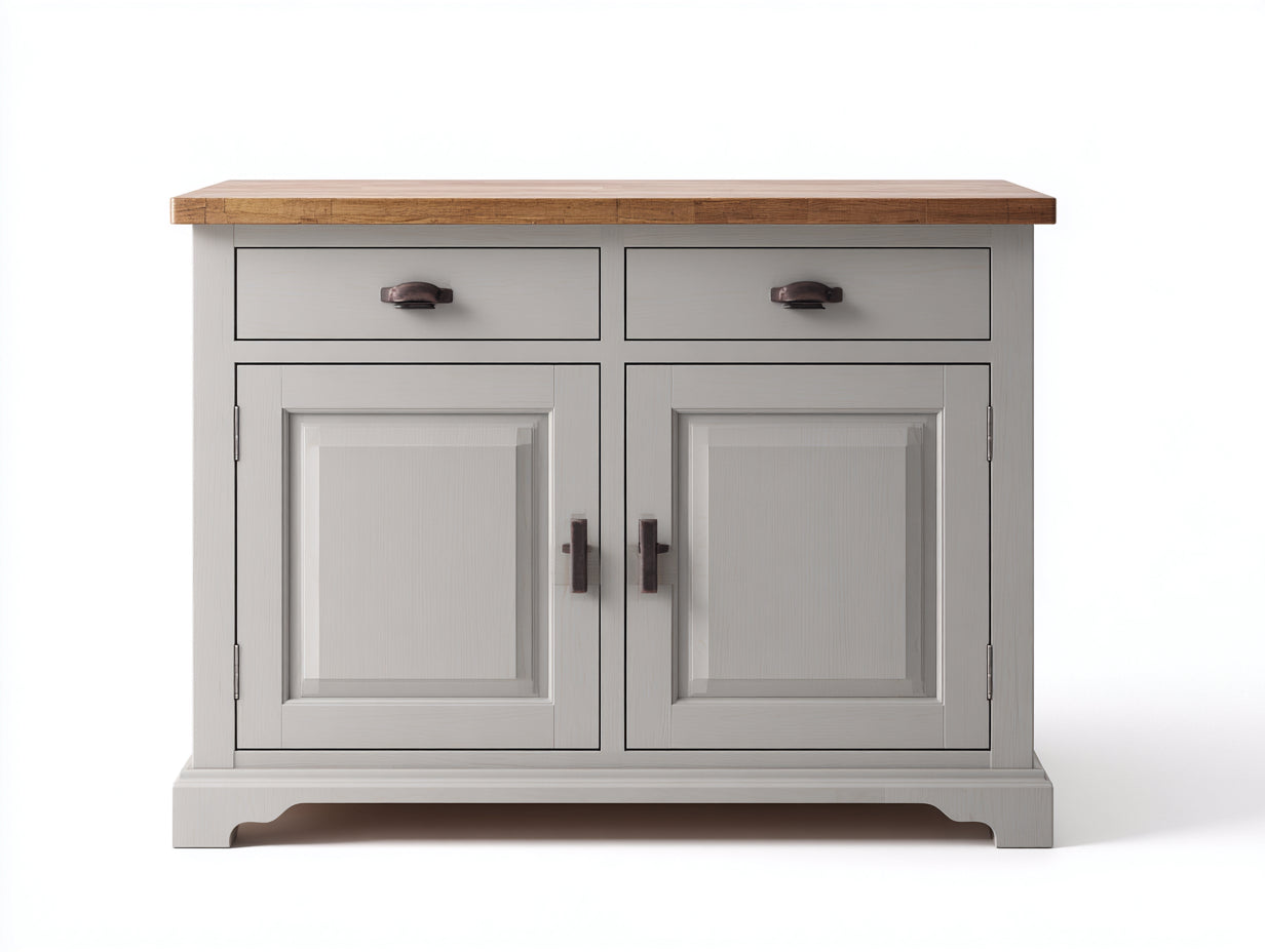 Credenza-legno-MDF-116x40x84 cm-grigio chiaro-rovere naturale-rustico moderno