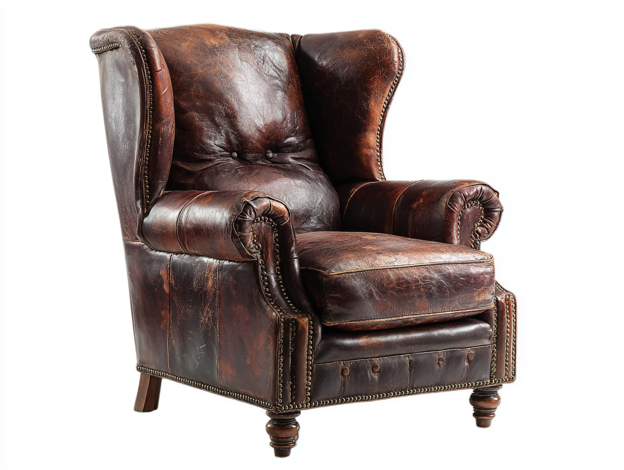 Poltrona - pelle - 94x89x112 cm - marrone scuro - vintage capitonné