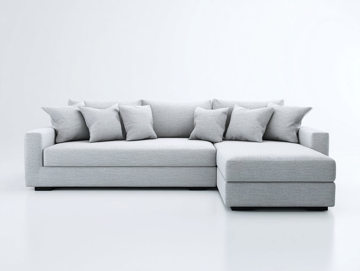 Divano angolare - Tessuto - 278x170x82 cm - Grigio chiaro - Moderno