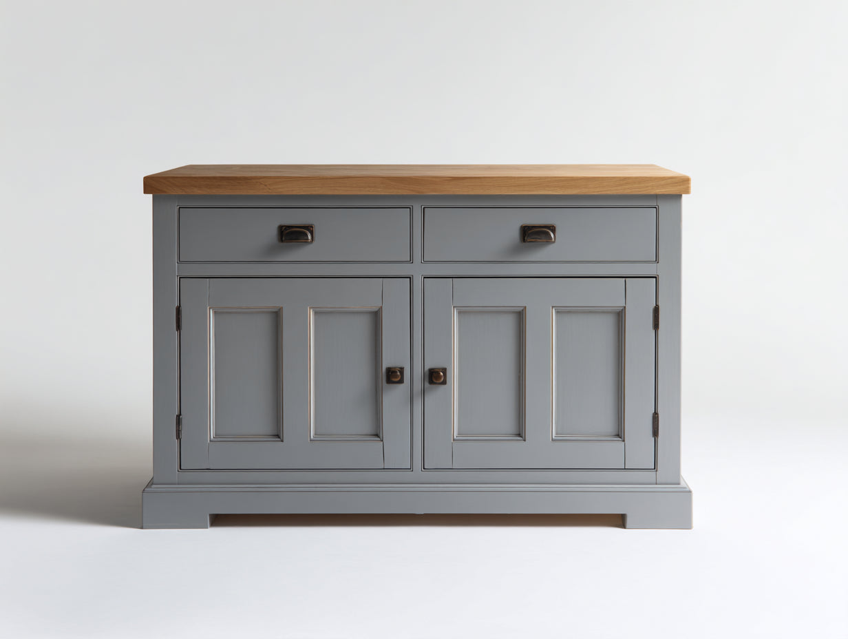 Credenza-legno-MDF-118x41x83 cm-grigio ardesia-rovere naturale-tradizionale moderno
