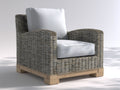 Poltrona da giardino-Rattan-Tessuto-Legno-103x93x81 cm-Grigio naturale-Grigio chiaro-Stile moderno naturale